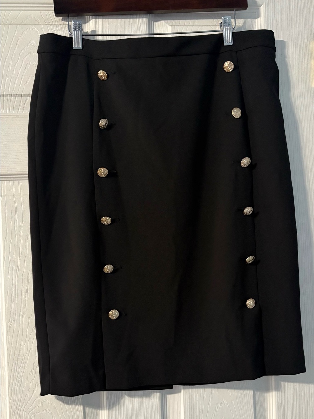 Calvin Klein Black Pencil Skirt with Gold Buttons